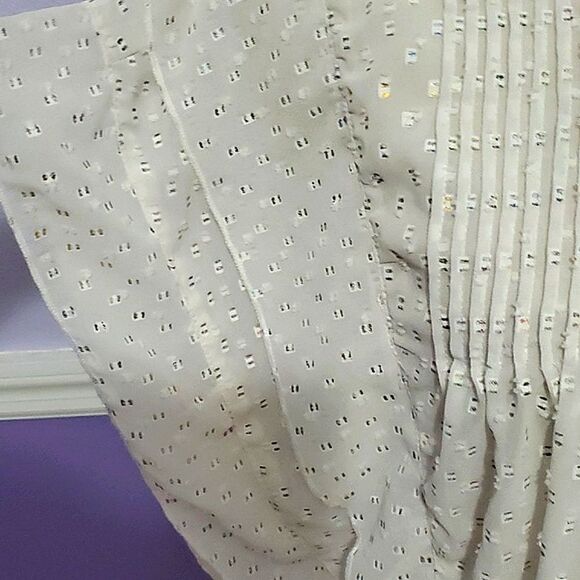 Max Ivory Swiss Dots Pintuck Flutter Sleeves Boho Romantic Button Down Top - Picture 4 of 8